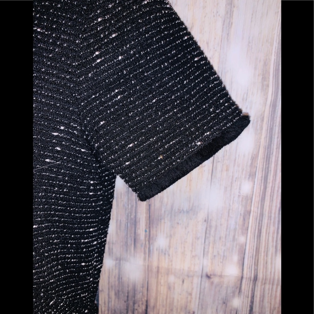 Loft Black Tweed Dress with Frayed Hem NWOT - Picture 4 of 7